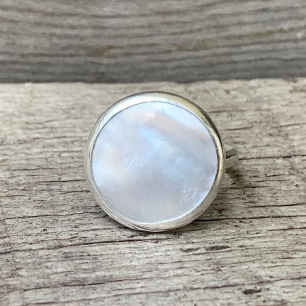 White Pearl Sterling Silver Ring